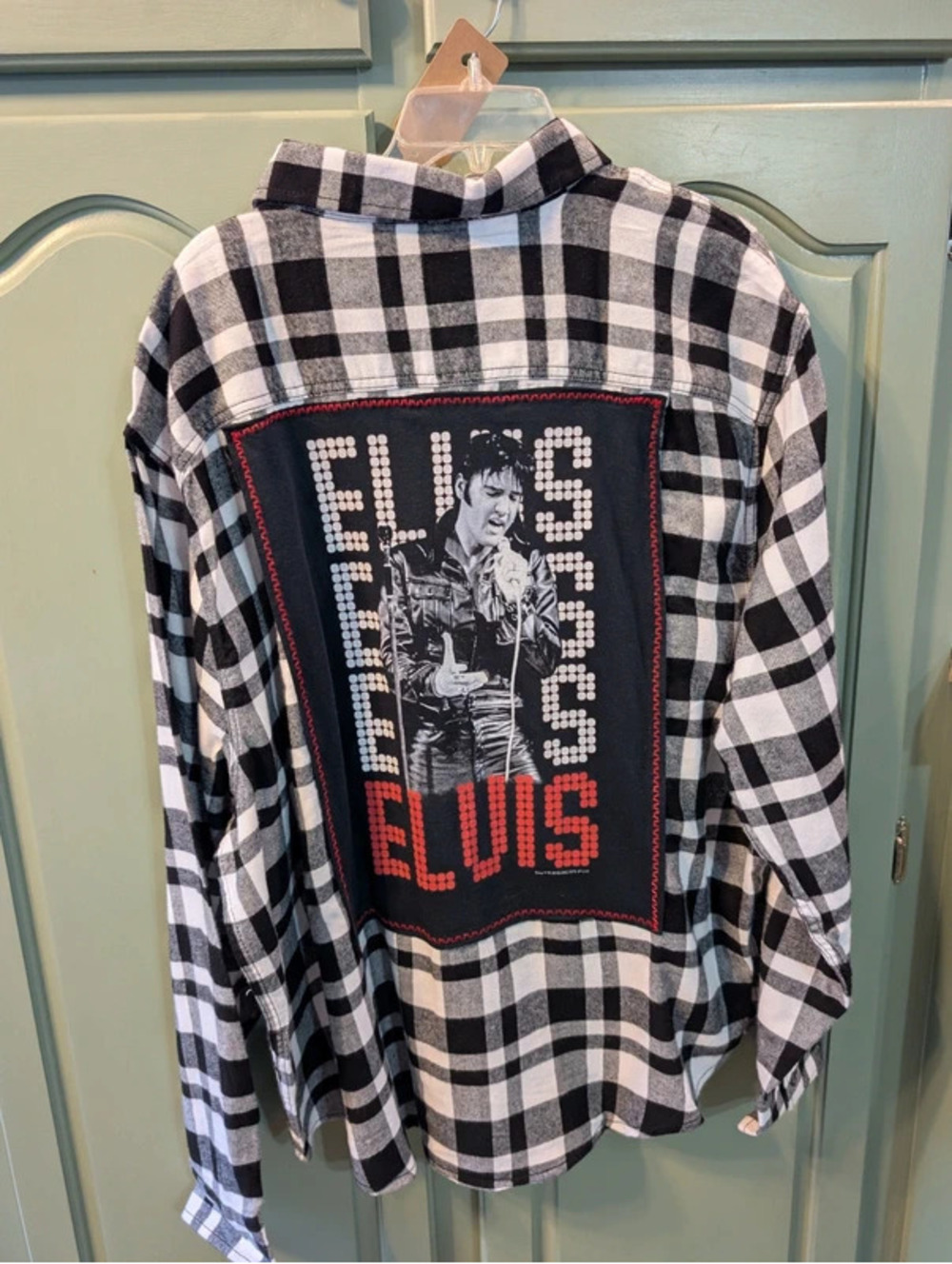 Elvis New Flannel Upcycled Patch on Back